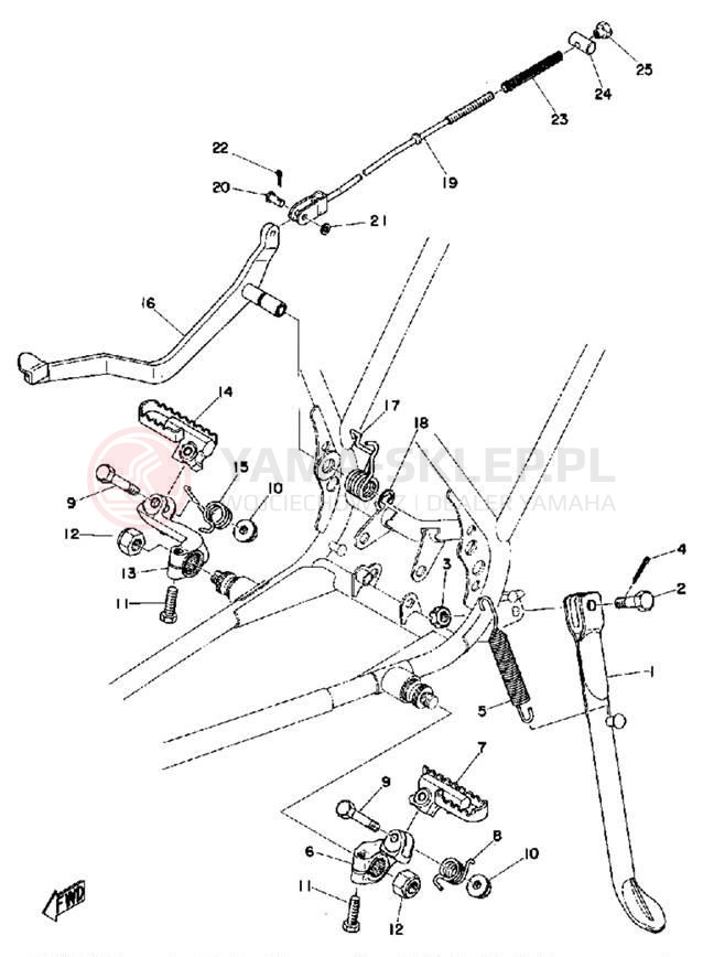 Schemat "Stopka postoj., dźw. Hamulca tył" do Yamaha MX100A