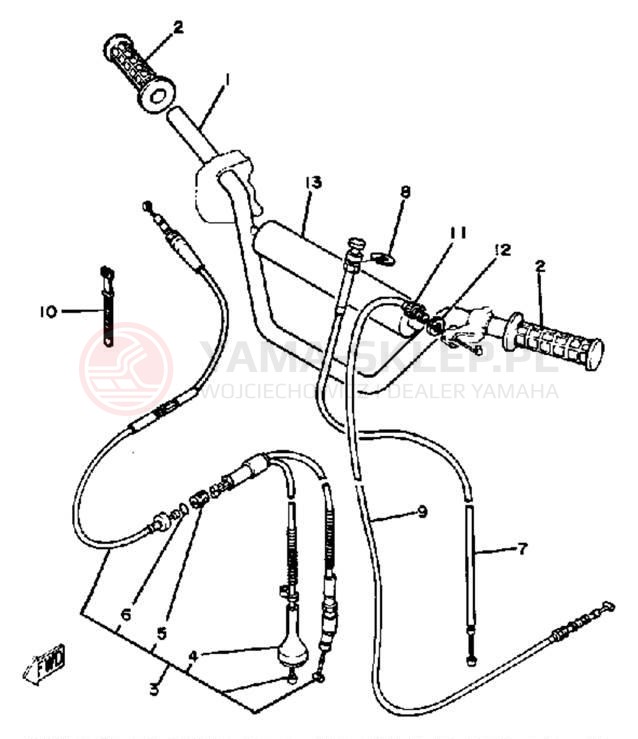 Schemat "Kierownica i osprzęt" do Yamaha YT125H