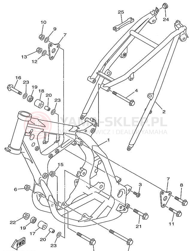 Schemat "rama" do Yamaha COMPETITION YZ250L1