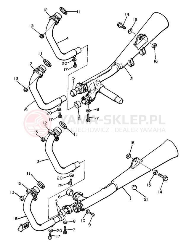Schemat "Wydech końcowy" do Yamaha XJ650LH
