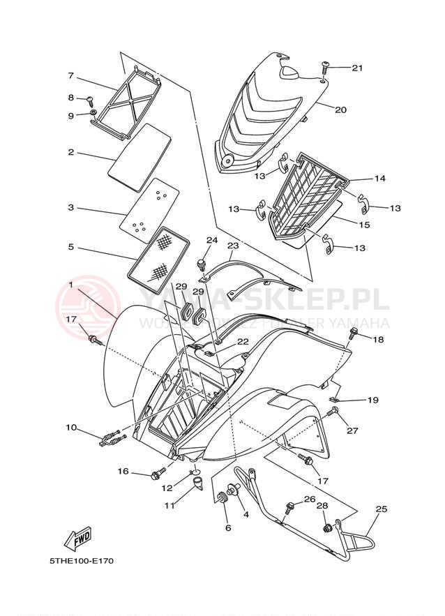Schemat "Przedni błotnik" do Yamaha RAPTOR 80 YFM80RV