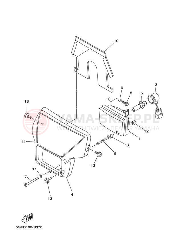 Schemat "Lampa przód" do Yamaha TT-R250 TTR250T/TTR250TC