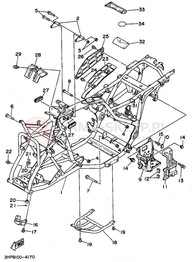 Schemat "rama" do Yamaha MOTO-4 YFM350ERF