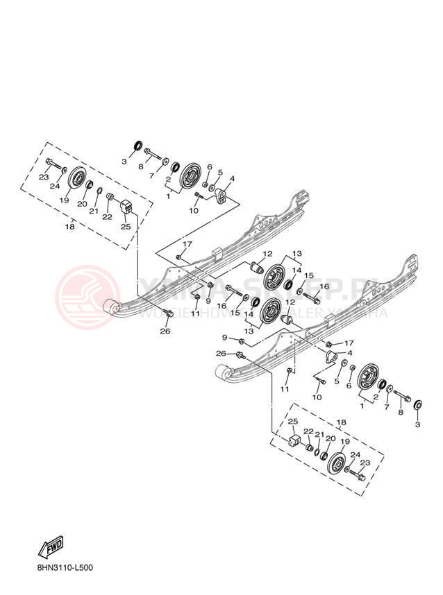 Schemat "TRACK SUSPENSION" do Yamaha APEX XTX RX10PXTDB/RX10PXTDW