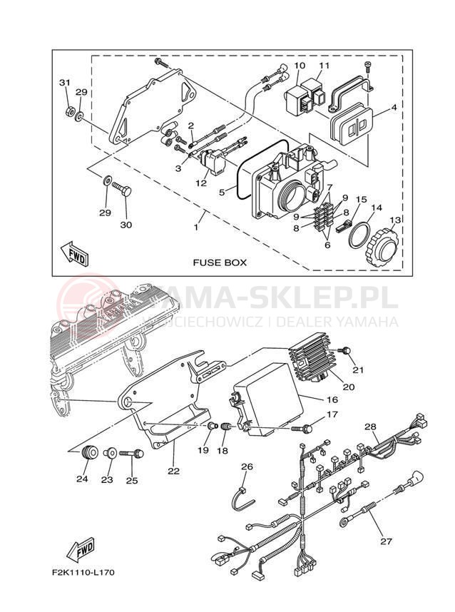 Schemat "układ elektryczny" do Yamaha SX210 LAT1100BM