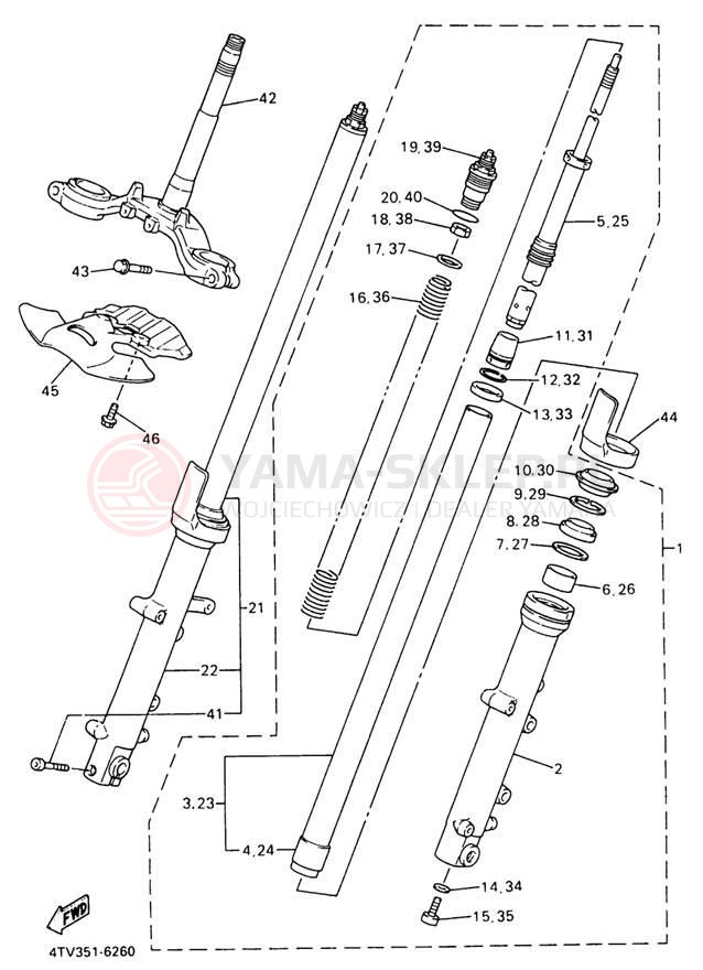Schemat "Amortyzatory przód" do Yamaha YZF600RJC/YZF600RJ