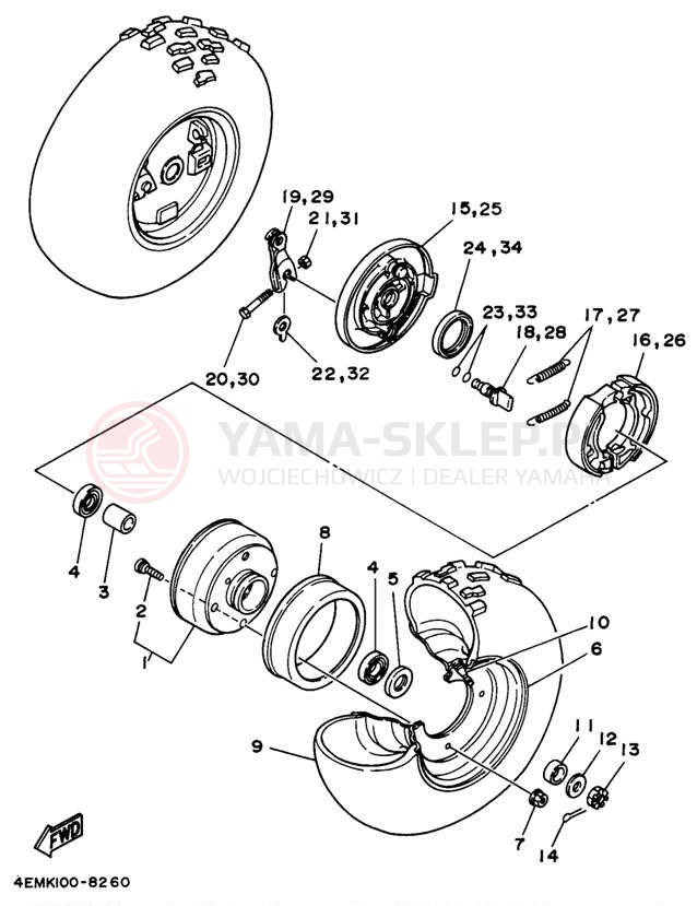 Schemat "Koło przód" do Yamaha BADGER YFM80L