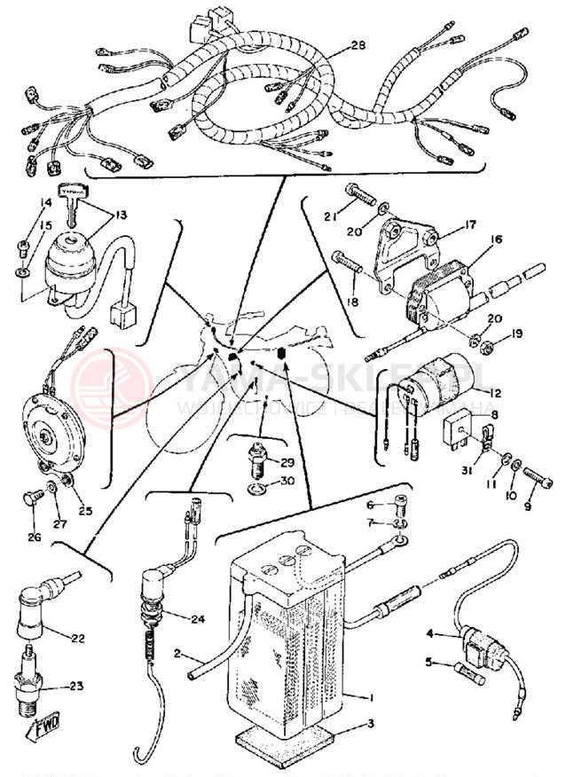 Schemat "układ elektryczny" do Yamaha RD60A