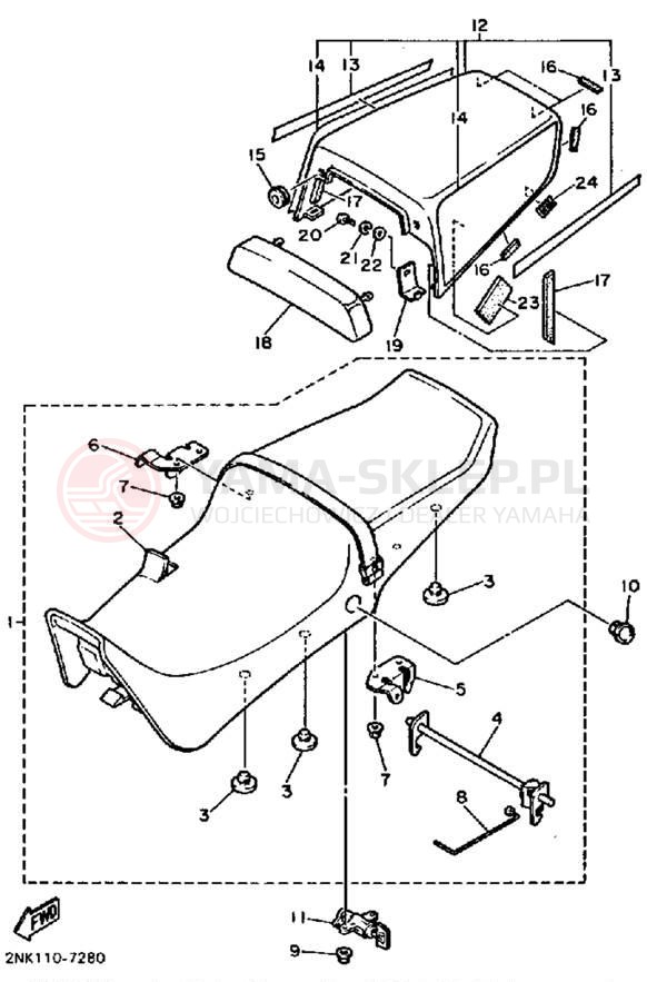 Schemat "siedzenie" do Yamaha FZR750RT