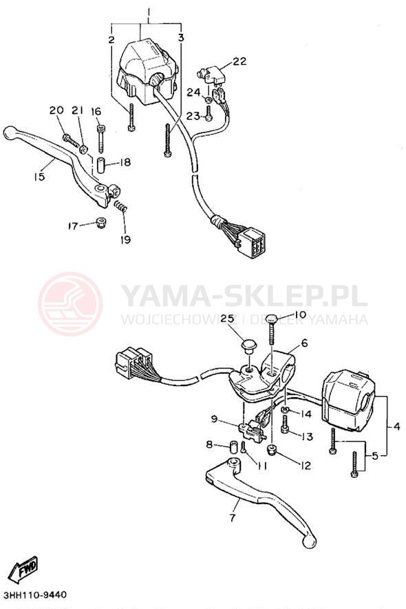 Schemat "Kierownica i osprzęt" do Yamaha FZR600RFC