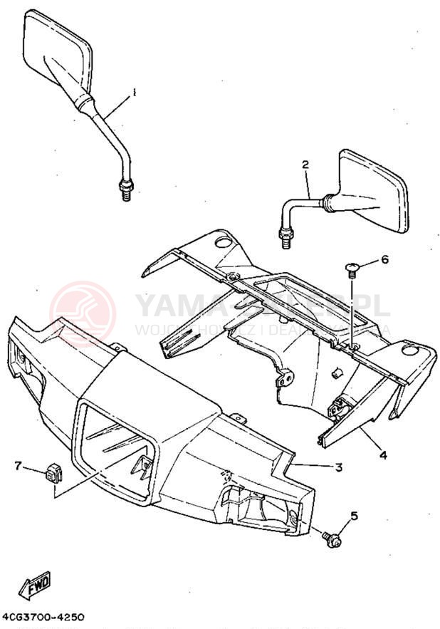 Schemat "elementy nadwozia" do Yamaha JOG CY50F