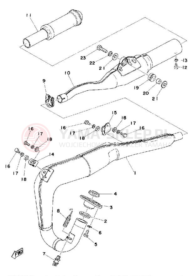 Schemat "Wydech końcowy" do Yamaha MX125C