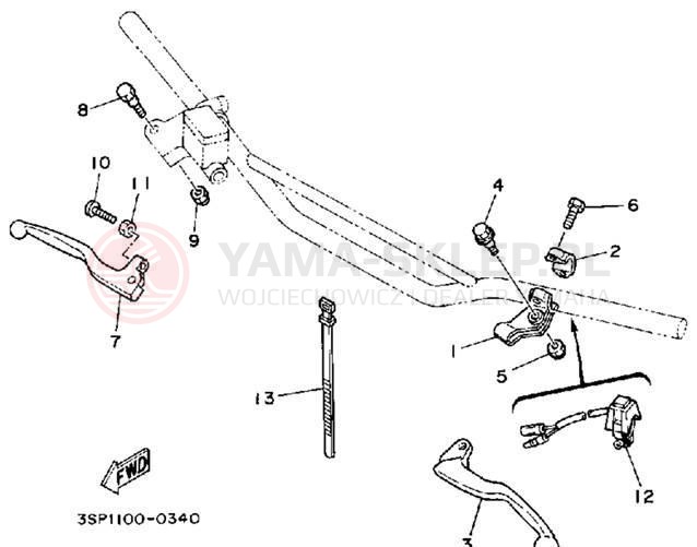 Schemat "Kierownica i osprzęt" do Yamaha WR500ZE