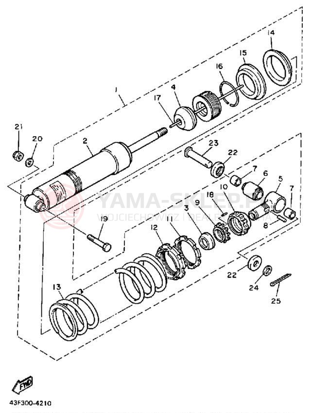 Schemat "zawieszenie tył" do Yamaha XT600TC/XT600T