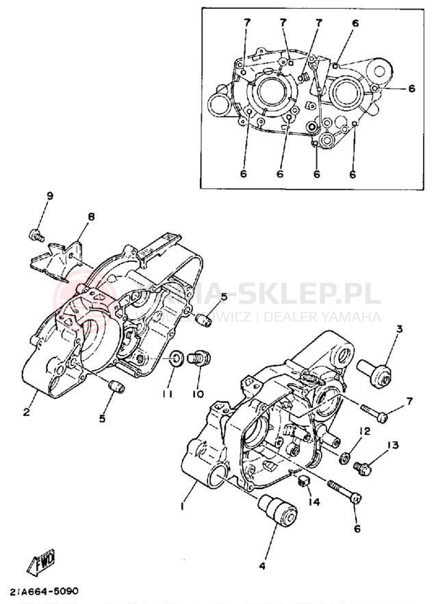 Schemat "Obudowa silnika" do Yamaha ENDURO DT50W/DT50LC