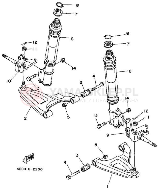 Schemat "Koło przód" do Yamaha TIMBERWOLF 2WD YFB250D_MN