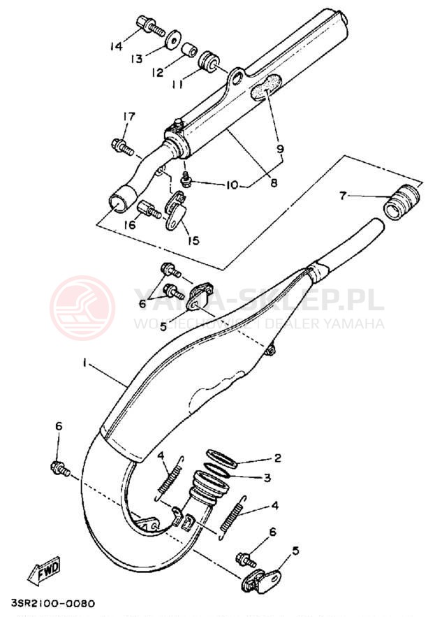 Schemat "Wydech końcowy" do Yamaha YZ125A