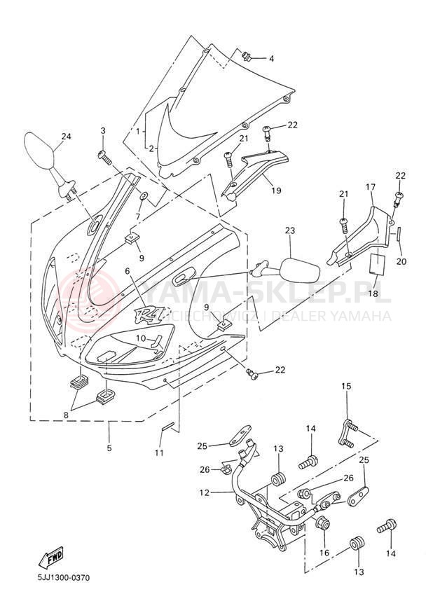 Schemat "elementy nadwozia" do Yamaha R1 YZFR1M/YZFR1MC