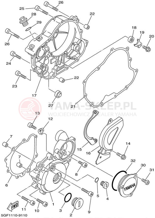 Schemat "Pokrywa silnika" do Yamaha TTR250 TTR250P/TTR250PC