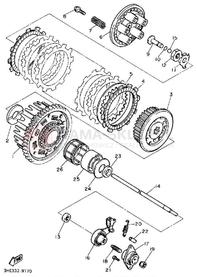 Schemat "sprzęgło" do Yamaha FZR600RA