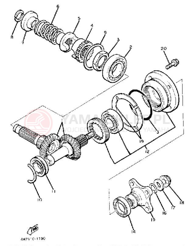 Schemat "Przeniesienie napędu" do Yamaha XJ650J