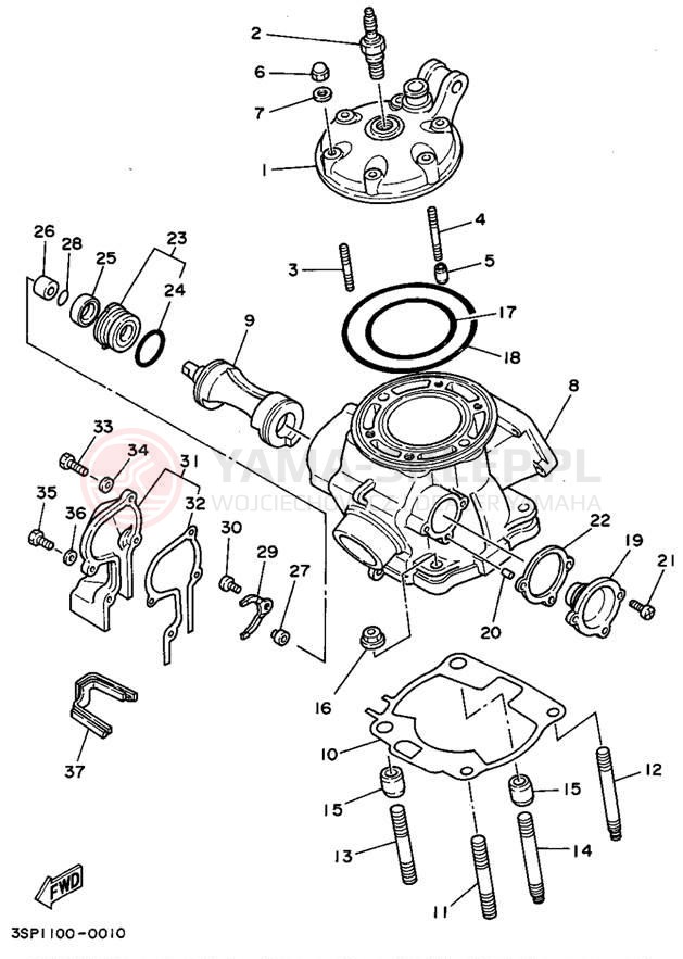 Schemat "głowica" do Yamaha YZ250F1