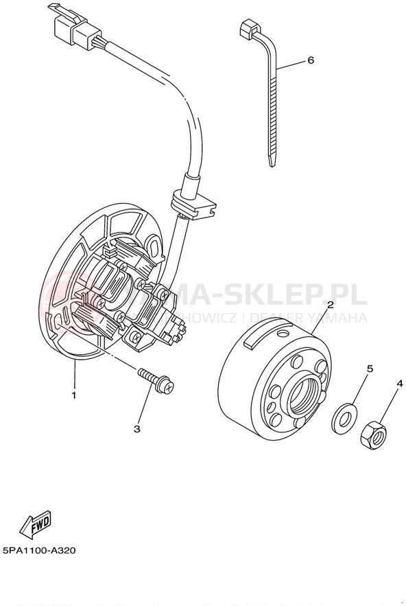 Schemat "prądnica" do Yamaha YZ85 YZ85P