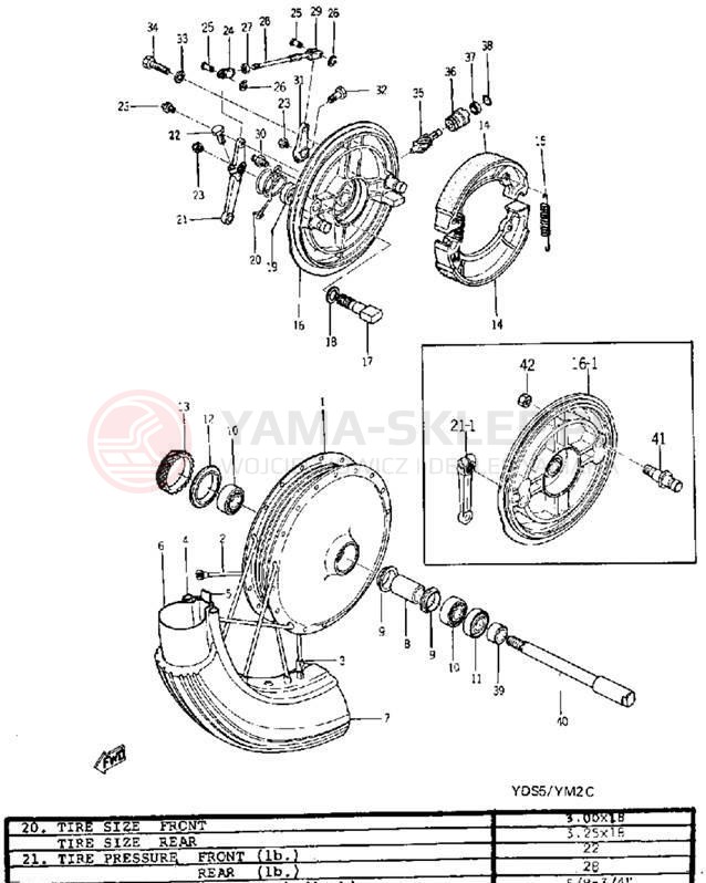 Schemat "Koło przód" do Yamaha YDS5/YM2C