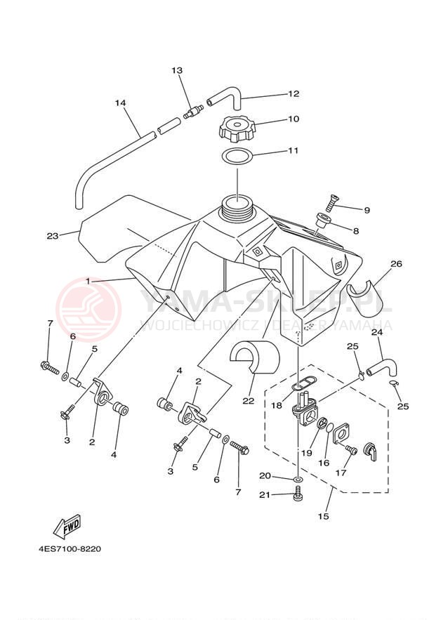 Schemat "zbiornik paliwa" do Yamaha YZ80 YZ80M1