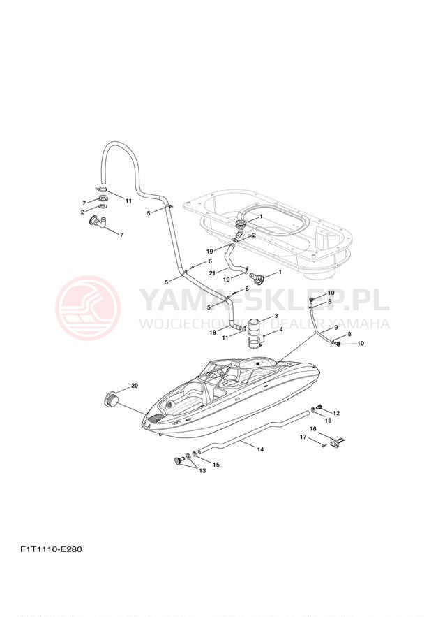 Schemat "DECK DRAIN FITTINGS" do Yamaha AR210 FRT1100CF