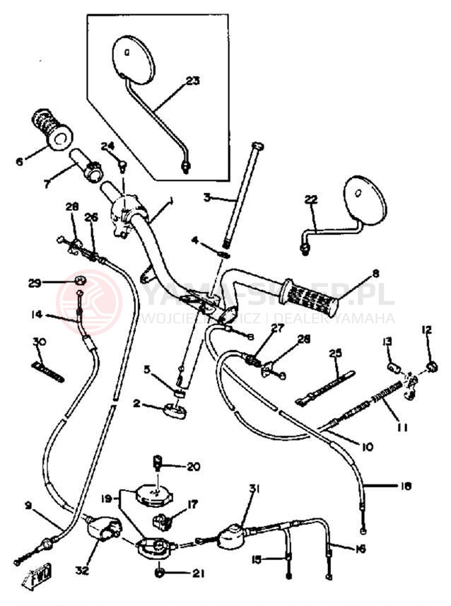 Schemat "Kierownica i osprzęt" do Yamaha YAMAHOPPER QT50S