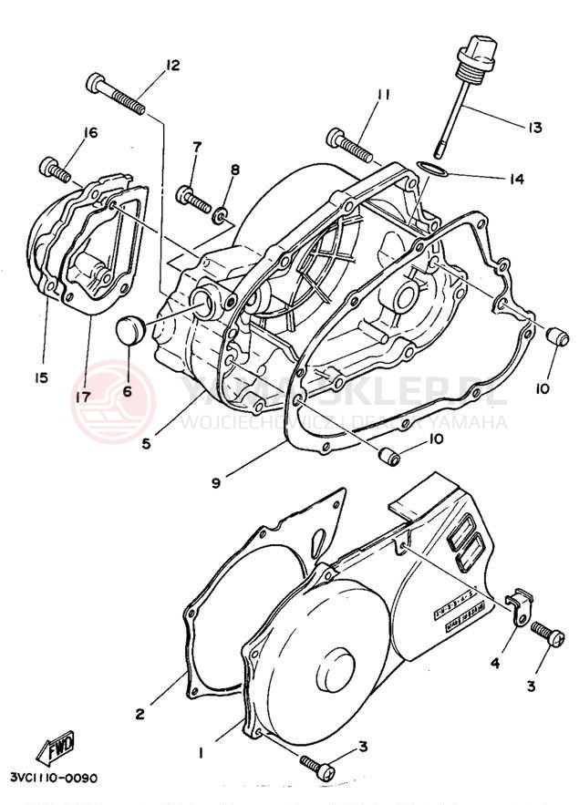 Schemat "Pokrywa silnika" do Yamaha RT180A