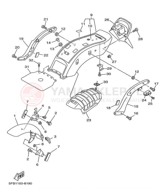 Schemat "błotnik" do Yamaha V-STAR CUSTOM XVS650KC/XVS650K