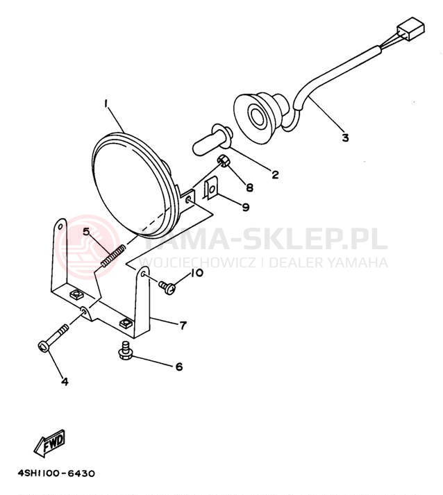 Schemat "Lampa przód" do Yamaha KODIAK 4WD YFM400FWK
