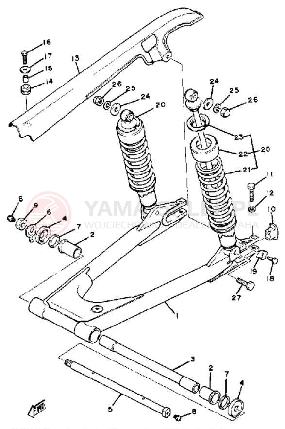 Schemat "REAR ARM - SUSPENSION" do Yamaha XS650G