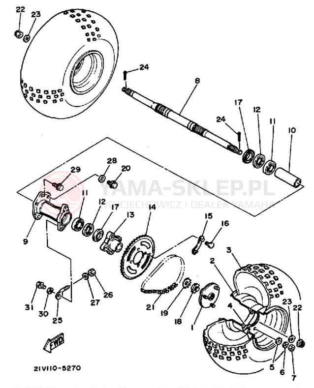 Schemat "Koło tył" do Yamaha YTM200N