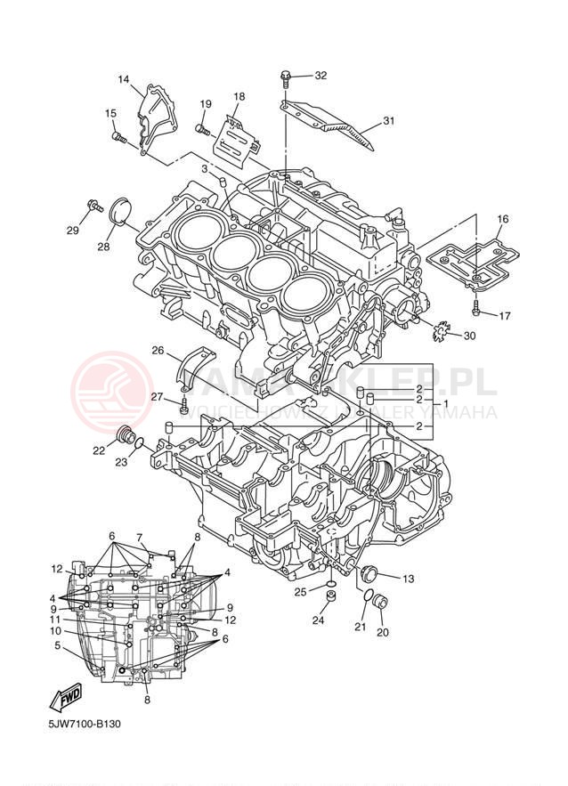 Schemat "Obudowa silnika" do Yamaha FJR1300 FJR13T/FJR13TC