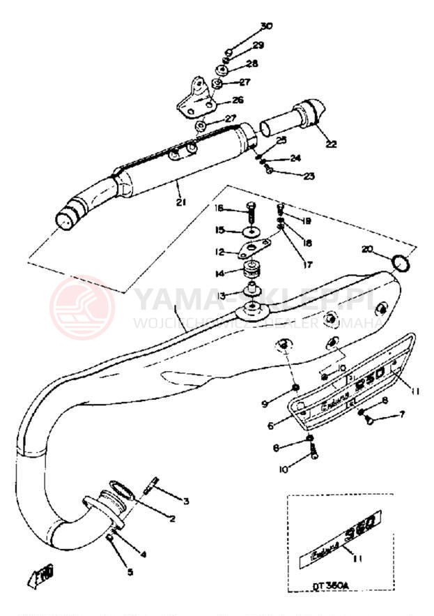 Schemat "Wydech końcowy" do Yamaha DT360A/DT250A