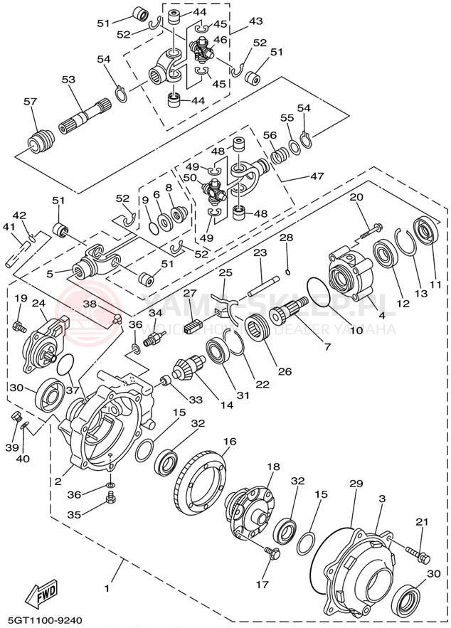 Schemat "Wał napędowy przód" do Yamaha GRIZZLY YFM600FWAL/YFM600FWAL