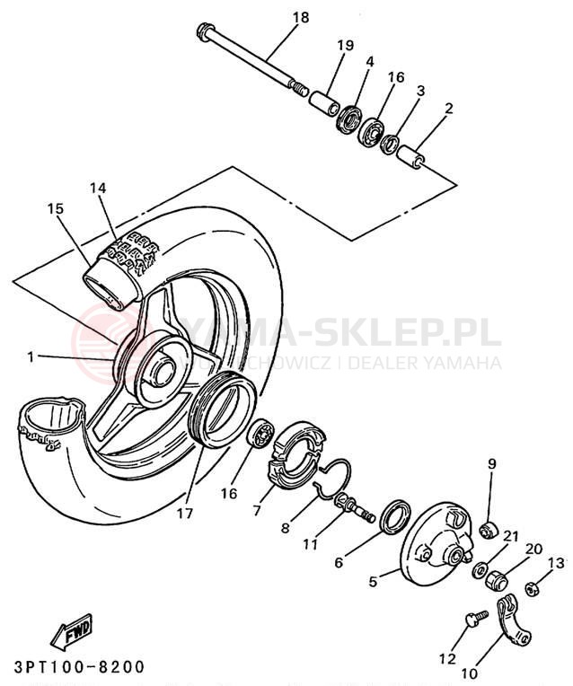 Schemat "Koło przód" do Yamaha YZINGER PW50L1