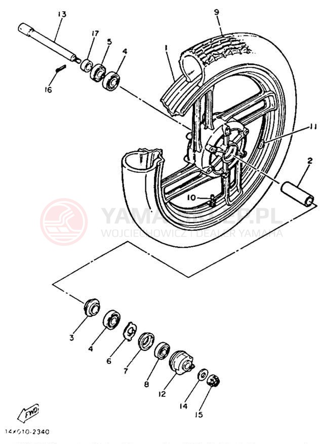 Schemat "Koło przód" do Yamaha XZ550RK
