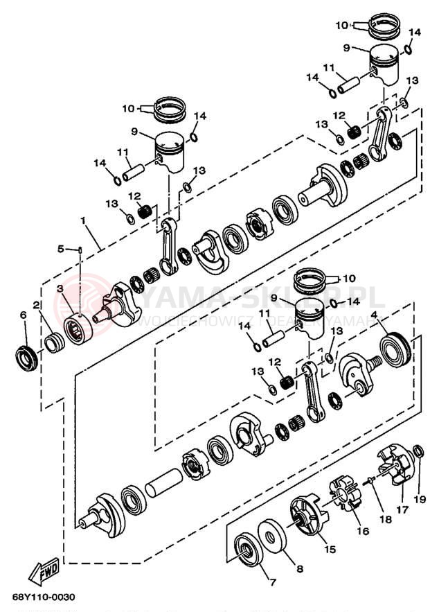 Schemat "Wał korbowy, tłok" do Yamaha XR1800 XRT1200Y