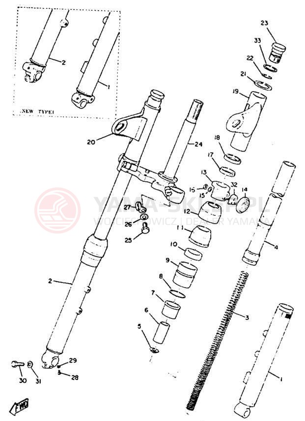 Schemat "Amortyzatory przód" do Yamaha XS1B