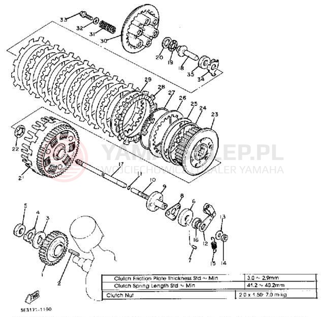 Schemat "sprzęgło" do Yamaha VIRAGO 750 XV750J
