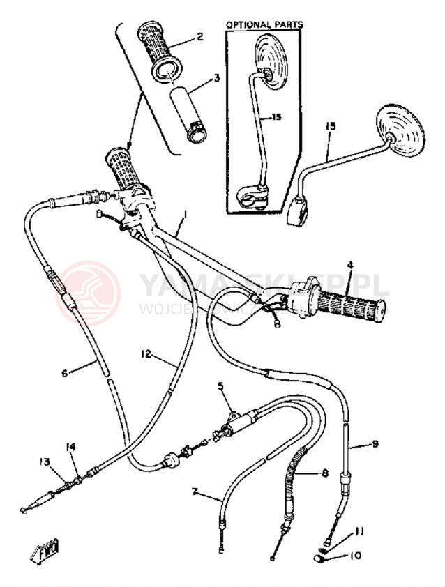 Schemat "Kierownica i osprzęt" do Yamaha GT80E
