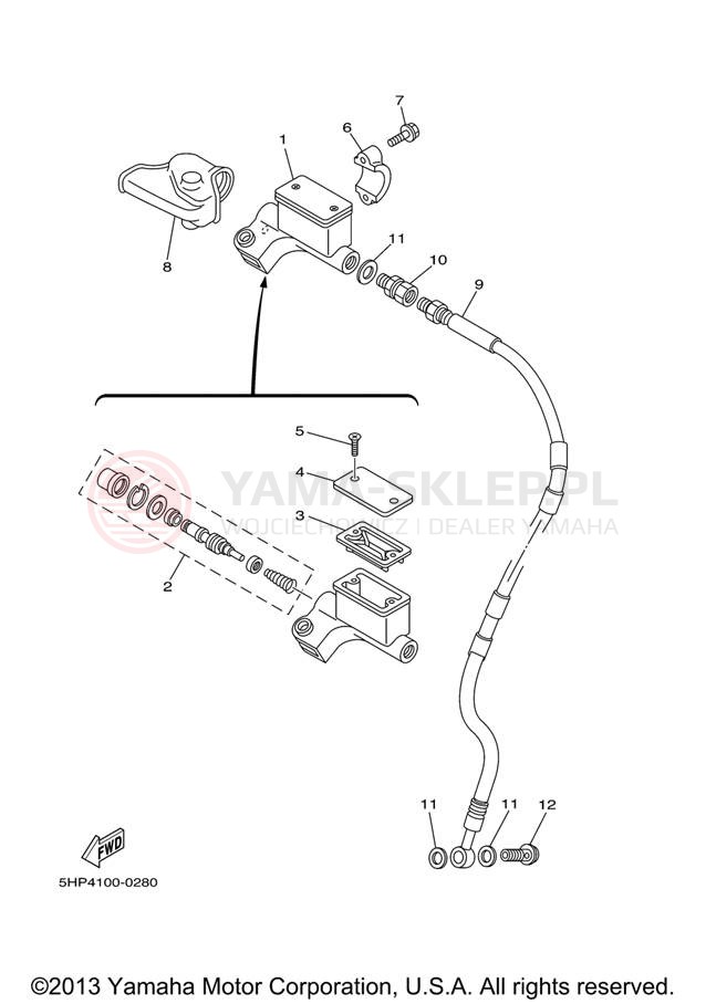 Schemat "Pompa hamulcowa przednia" do Yamaha TT-R125L TTR125LV