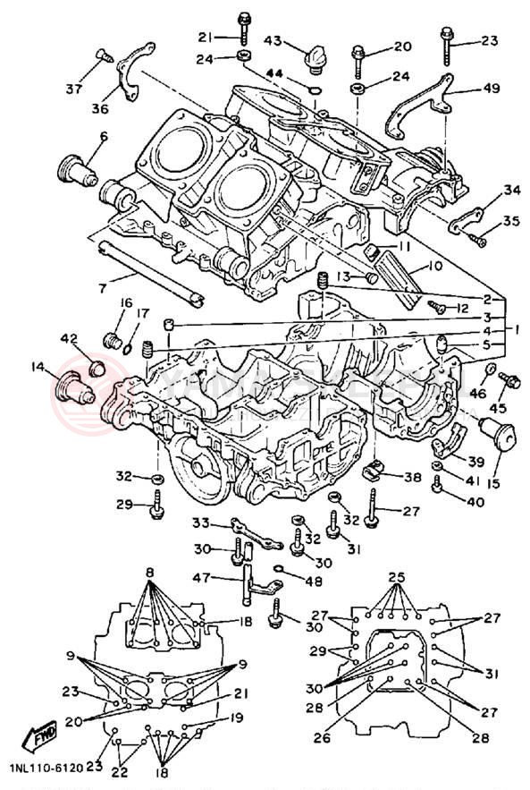Schemat "Obudowa silnika" do Yamaha XVZ13DT/XVZ13DTC