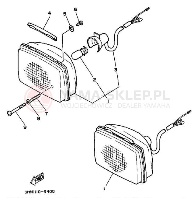 Schemat "Lampa przód" do Yamaha YFU1W