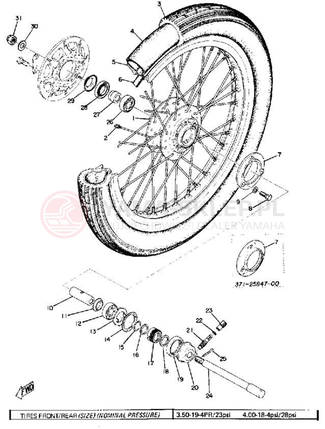 Schemat "Koło przód" do Yamaha TX750A
