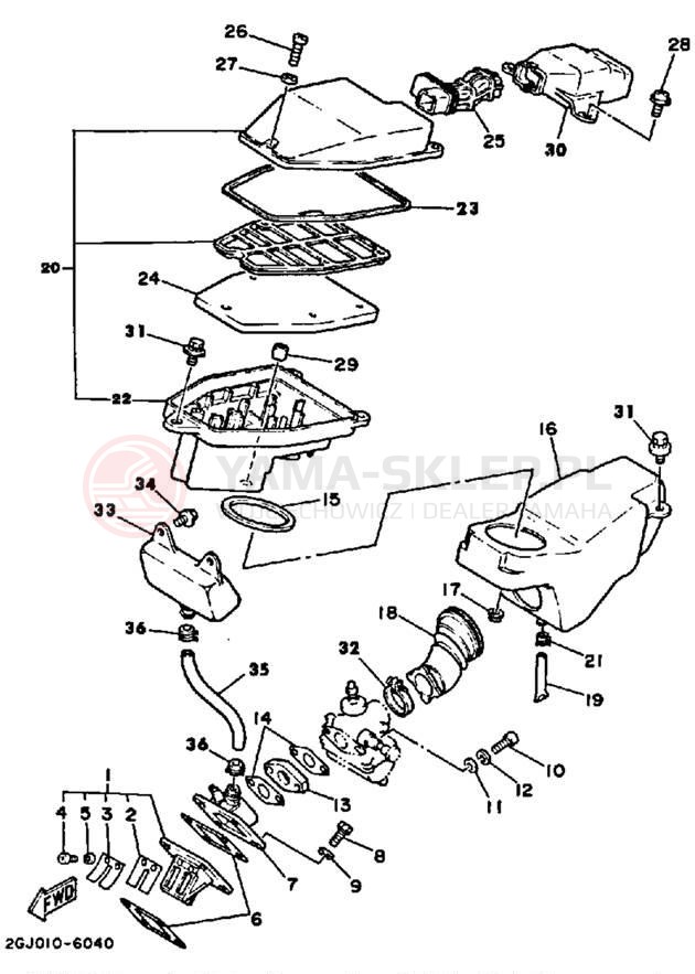 Schemat "Filtr powietrza" do Yamaha YSR50T